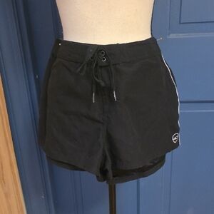 O'Neill Black Women's Lace-Up Athletic Shorts with Side Stripe